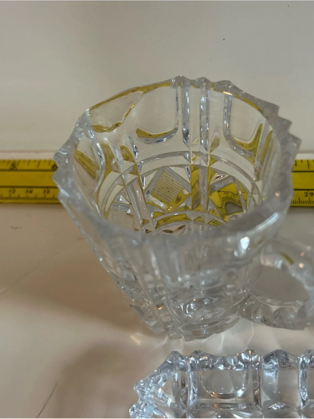 American Brilliant Elegant Cut Glass Creamer, Sugar bowl with Lid, and Tray